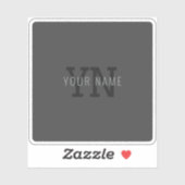 Moderne donkergrijze monogram naam (of andere teks sticker (Vel)
