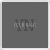 Moderne donkergrijze monogram naam (of andere teks sticker (Voorkant)