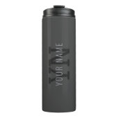 Moderne donkergrijze monogram naam (of andere teks thermosbeker (Voorkant)