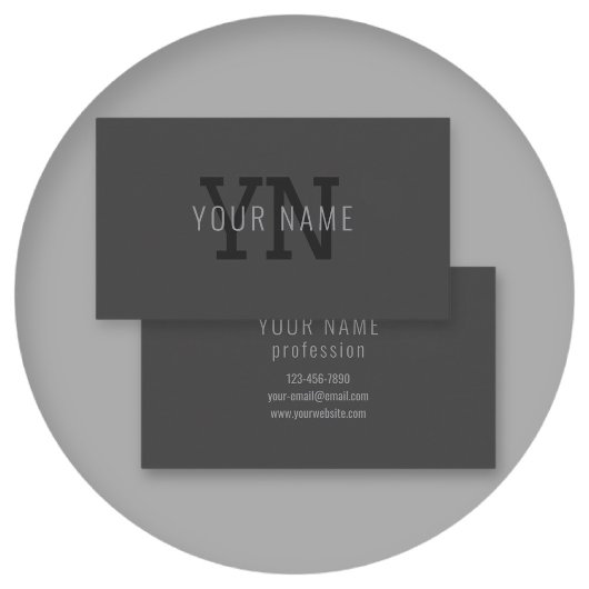 Moderne donkergrijze monogram naam (of andere teks visitekaartje