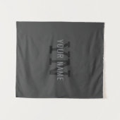 Moderne donkergrijze monogram naam (of andere teks wandkleed (Voorkant (horizontaal))