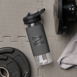 Moderne donkergrijze monogram naam (of andere teks waterfles