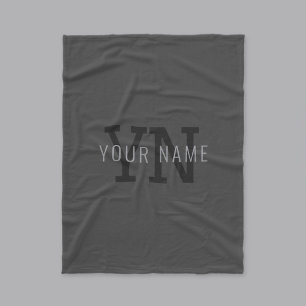 Moderne donkergrijze monogrammen naam (of andere t fleece deken