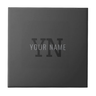 Moderne donkergrijze monogrammen naam (of andere t tegeltje