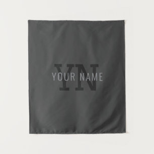 Moderne donkergrijze monogrammen naam (of andere t wandkleed