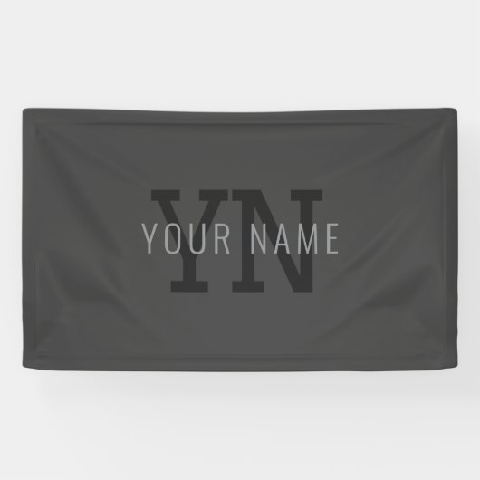 Moderne donkergrijze monogrammennaam (of andere te spandoek (Horizontaal)