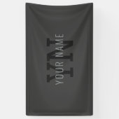 Moderne donkergrijze monogrammennaam (of andere te spandoek (Verticaal)