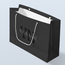 Moderne donkergrijze monogramnaam (of andere tekst groot cadeauzakje
