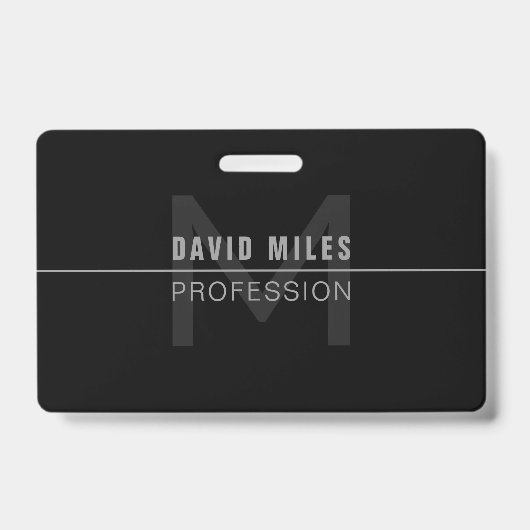 Moderne donkergrijze professionele naam badge (Front)