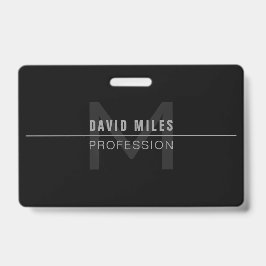 Moderne donkergrijze professionele naam badge