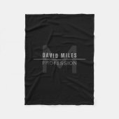 Moderne donkergrijze professionele naam fleece deken (Voorkant)