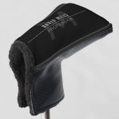 Moderne donkergrijze professionele naam golfheadcover (3/4 voorkant)