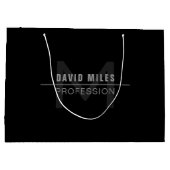 Moderne donkergrijze professionele naam groot cadeauzakje (Achterkant)