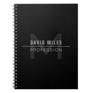 Moderne donkergrijze professionele naam notitieboek