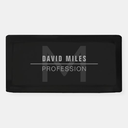Moderne donkergrijze professionele naam spandoek (Horizontaal)
