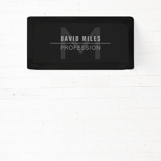 Moderne donkergrijze professionele naam spandoek (Insitu)