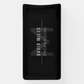 Moderne donkergrijze professionele naam spandoek (Verticaal)