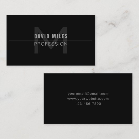Moderne donkergrijze professionele naam visitekaartje (Voorkant / Achterkant)