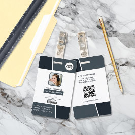 Moderne Donkergrijze Professionele Werknemersfoto- Badge