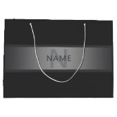 Moderne donkergrijze verloop naam of bedrijfsnaam  groot cadeauzakje (Achterkant)