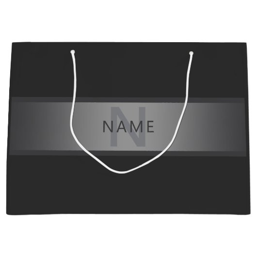 Moderne donkergrijze verloopnaam of bedrijfsnaam  groot cadeauzakje (Voorkant)