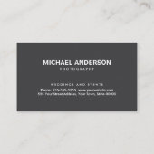 Moderne, donkergrijze visitekaartje voor fotografi (Achterkant)