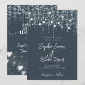 Moderne Donkergrijze & Witte Hangende Lichten Huwe Kaart (Voorkant / Achterkant)