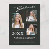 Moderne donkergroene aankondiging van script briefkaart (Voorkant)