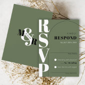 Moderne donkergroene Ampersand Arch Wedding RSVP K Kaartje