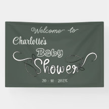 Moderne donkergroene babyshower banner muurdecorat