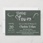 Moderne donkergroene babyshower kaart (Voorkant)