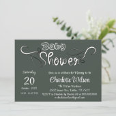Moderne donkergroene babyshower kaart (Staand voorkant)