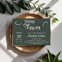 Moderne donkergroene babyshower