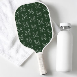 Moderne donkergroene eenvoudige initiaal monogram  pickleball paddle
