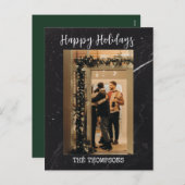 moderne donkergroene elegante kerstkaarten feestdagenkaart (Voorkant / Achterkant)