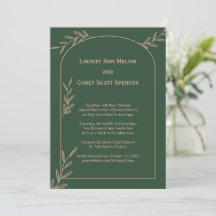 Moderne donkergroene en roze blad bruiloft