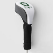 Moderne donkergroene en witte initiële naammonogra golfheadcover (Schuin)