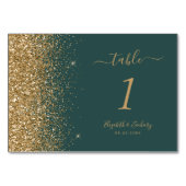 Moderne donkergroene gouden rand bruiloft kaart (Achterkant)