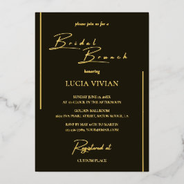 Moderne donkergroene kalligrafie bruids brunch folie uitnodiging
