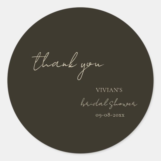 Moderne donkergroene kalligrafie Bruidsdouche beda Ronde Sticker (Voorkant)
