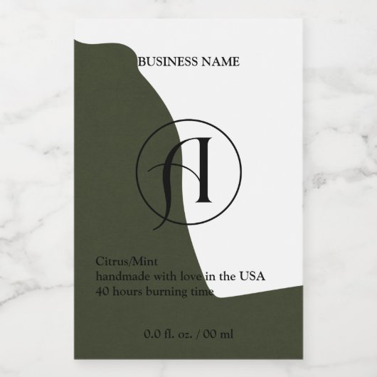 Moderne, donkergroene Logo-kaartenlabel Voedselcontainer Etiket (Enkel label)