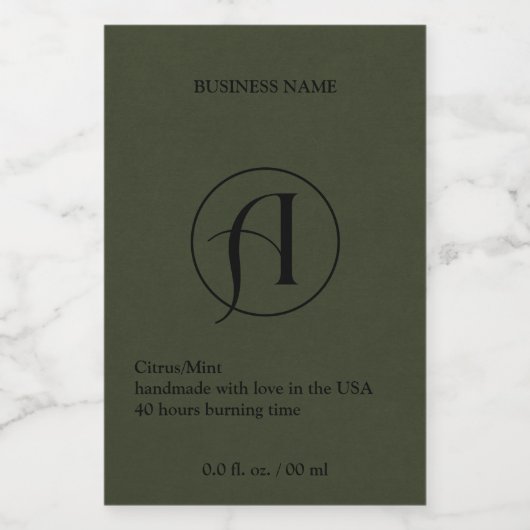 Moderne, donkergroene Logo-kaartenlabel Voedselcontainer Etiket (Enkel label)