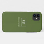 Moderne donkergroene monogram Case-Mate iPhone case (Achterkant (horizontaal))