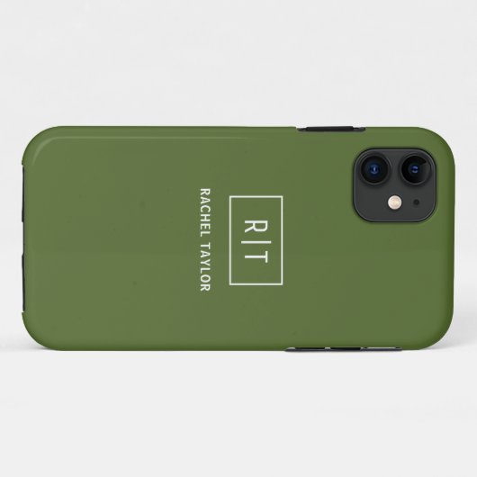 Moderne donkergroene monogram Case-Mate iPhone case (Achterkant (horizontaal))