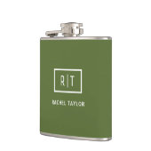 Moderne donkergroene monogram heupfles (Links)