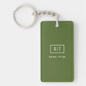 Moderne donkergroene monogram sleutelhanger (Voorkant)