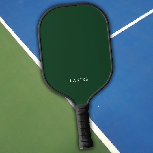 Moderne Donkergroene Monogramnaam Pickleball Paddle