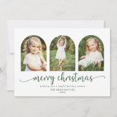 Moderne, donkergroene pleister 3 feestdagenkaart (Voorkant)