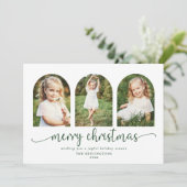 Moderne, donkergroene pleister 3 feestdagenkaart (Staand voorkant)