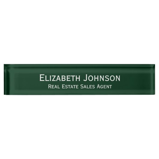 Moderne donkergroene professionele bedrijfsleider naambordje (Voorkant)